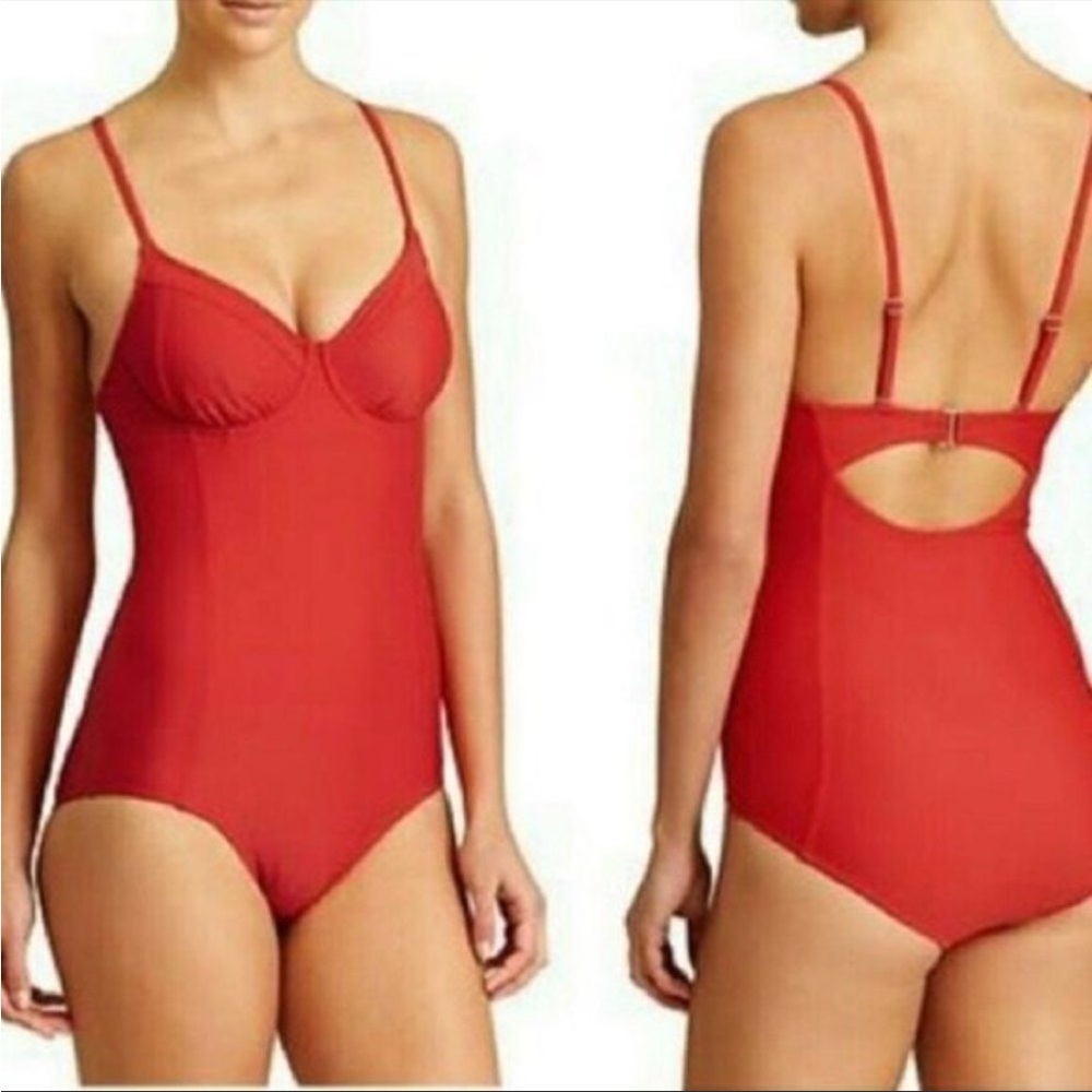 ☀️2/$29 Sale Athleta red one piece swimsuit size 36 D/DD Tall